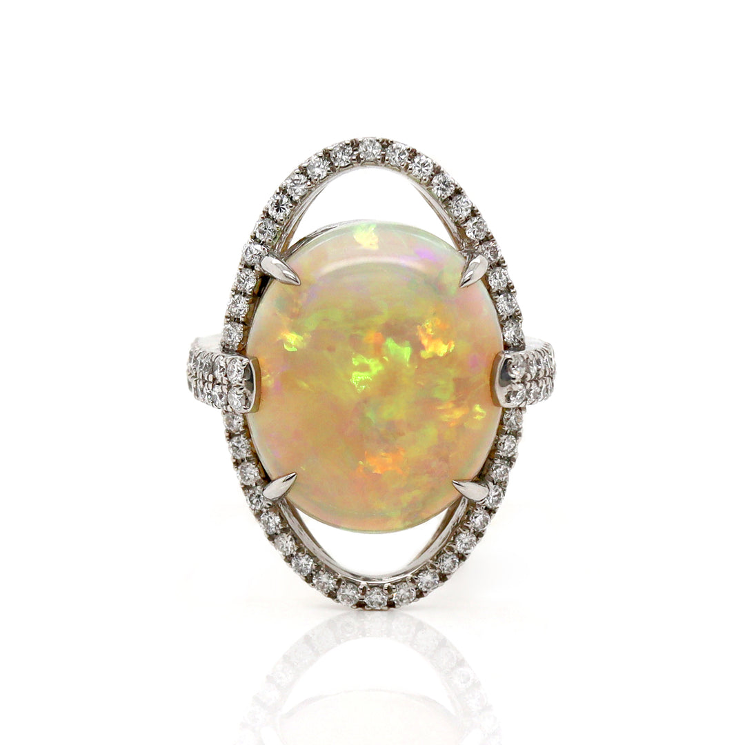 Platinum PT950 Opal & Diamond Ring