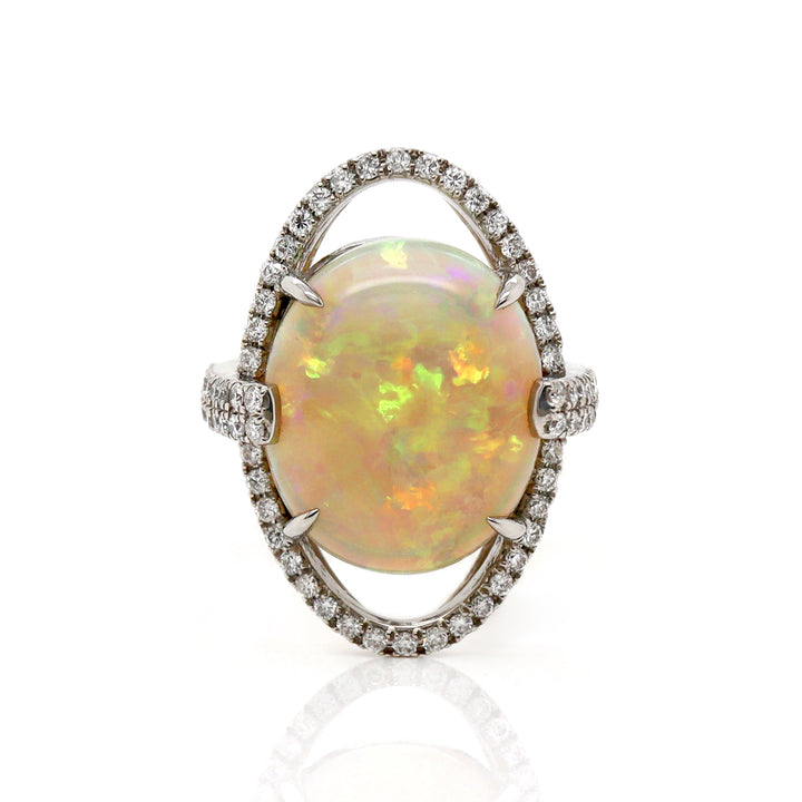Platinum PT950 Opal & Diamond Ring