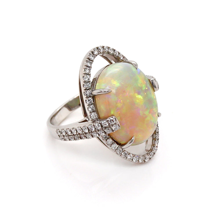 Platinum PT950 Opal & Diamond Ring