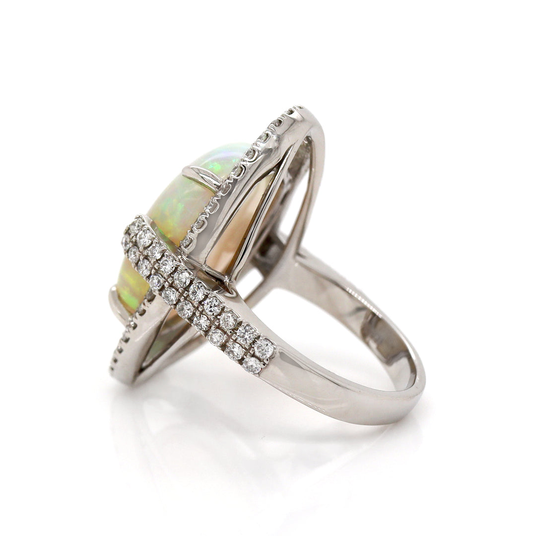 Platinum PT950 Opal & Diamond Ring