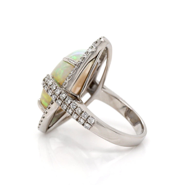 Platinum PT950 Opal & Diamond Ring
