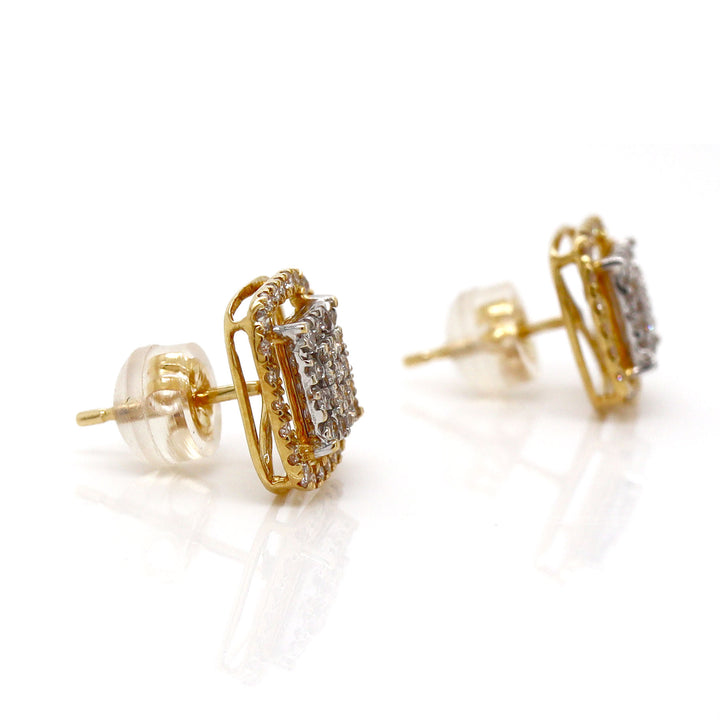 18CT Yellow & White Gold Diamond Stud Earrings