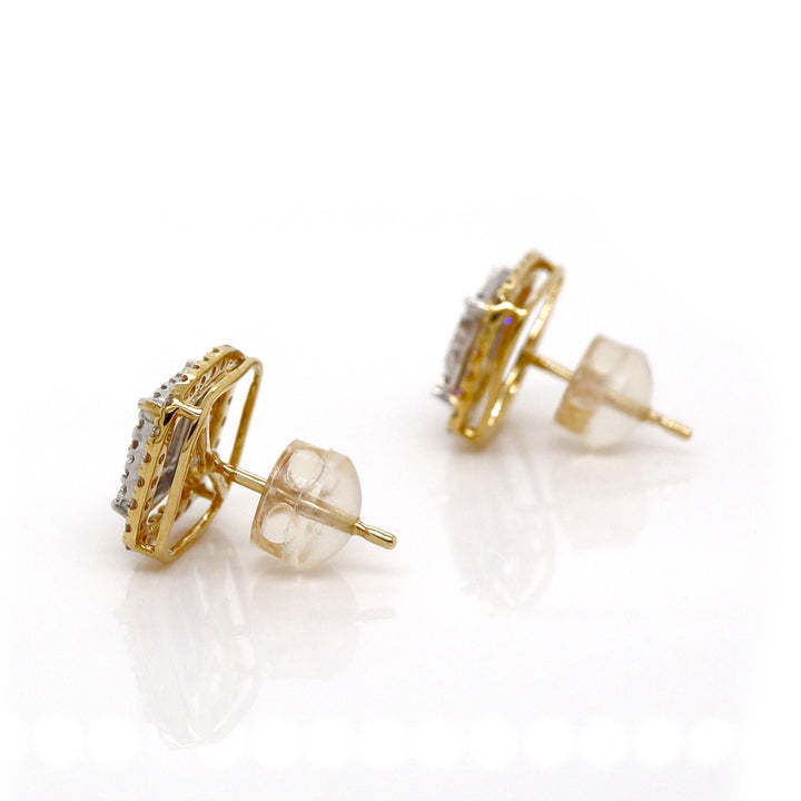 18CT Yellow & White Gold Diamond Stud Earrings