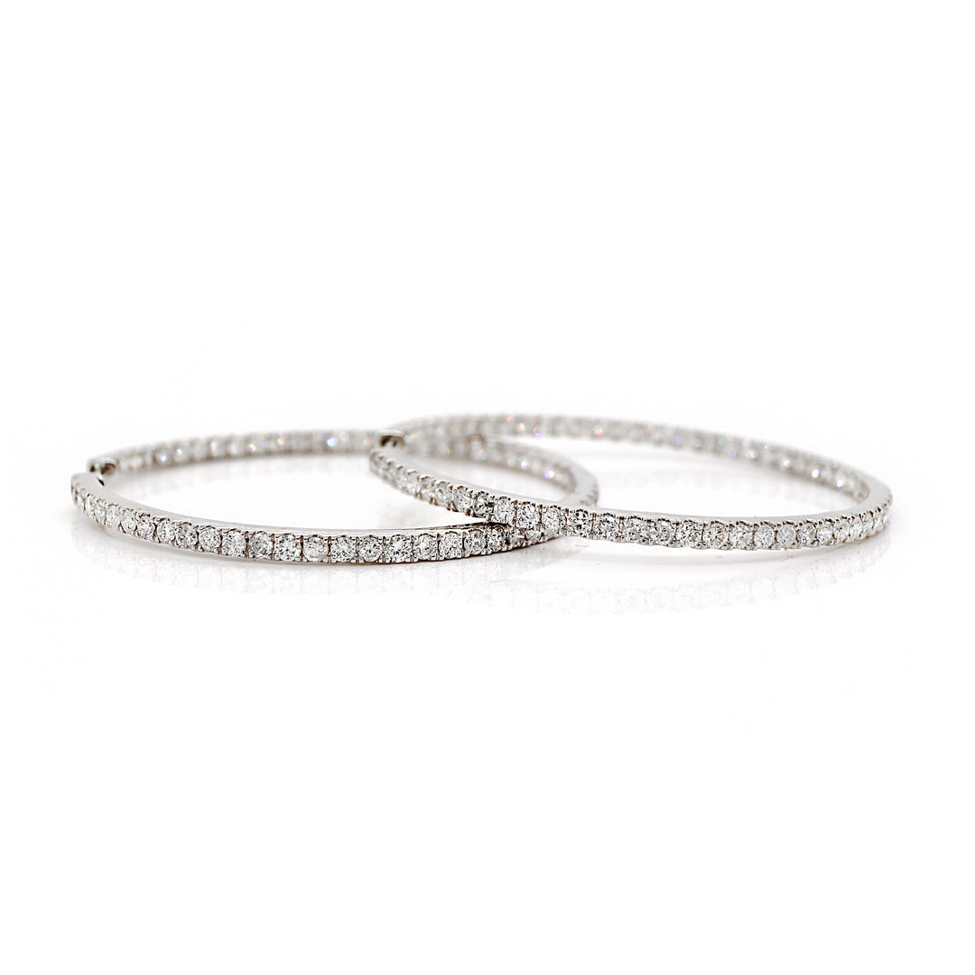 18CT White Gold 3.00CT Diamond Hoop Earrings