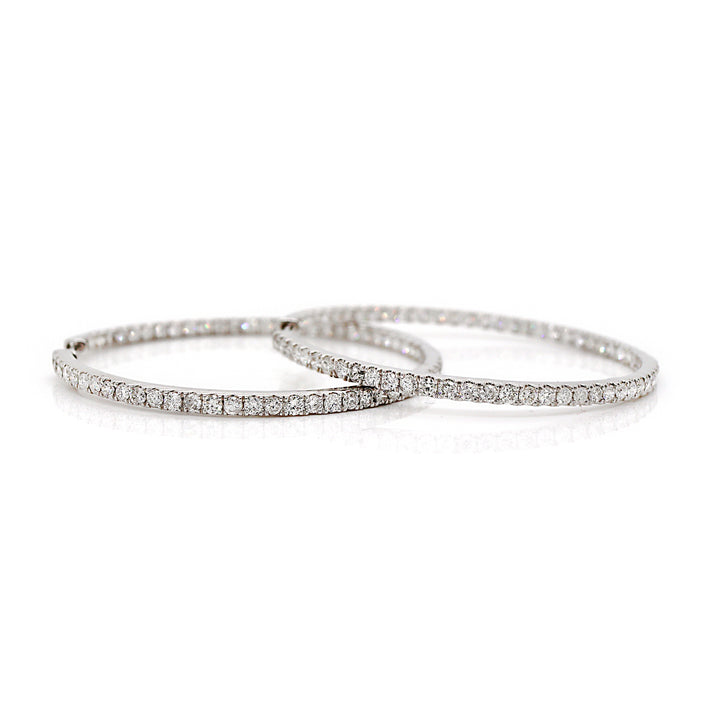 18CT White Gold 3.00CT Diamond Hoop Earrings