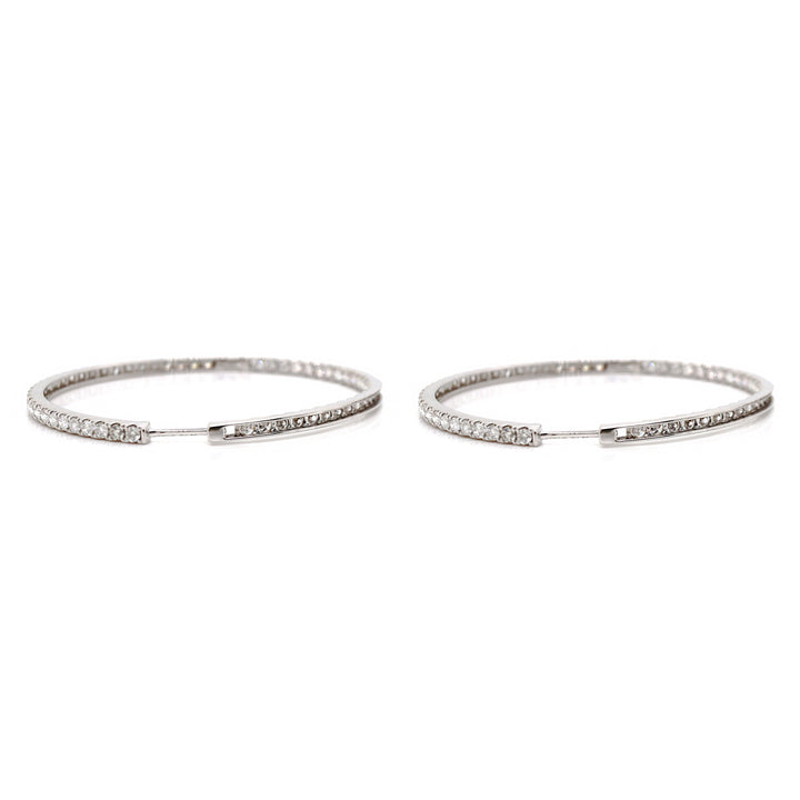 18CT White Gold 3.00CT Diamond Hoop Earrings