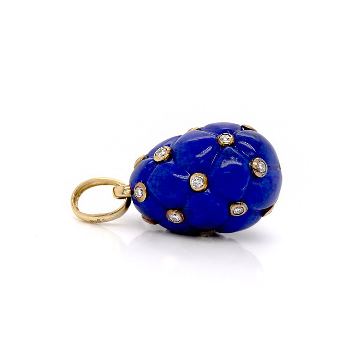 18ct Yellow Gold Lapis Lazuli & Diamond Egg Pendant