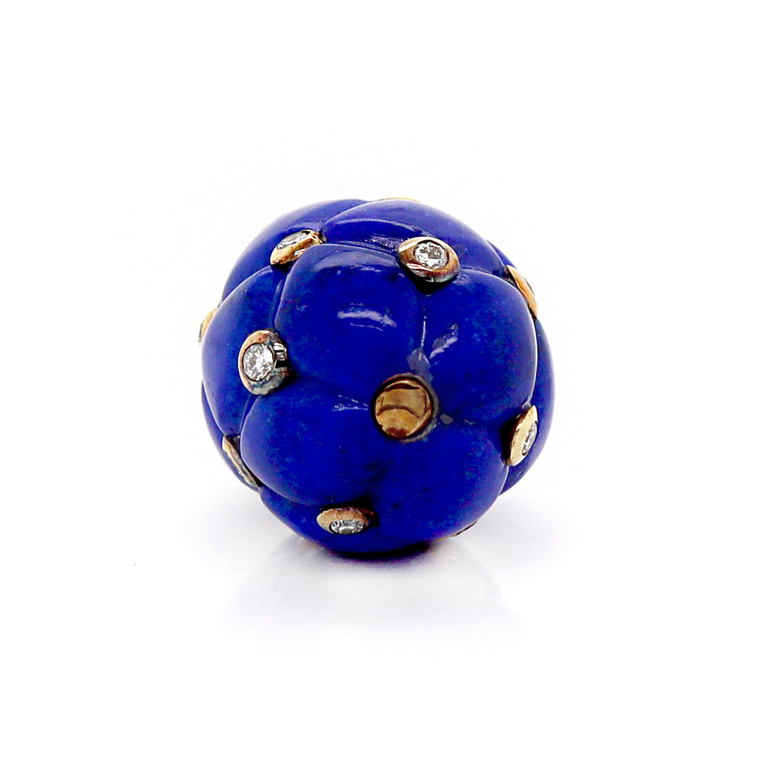 18ct Yellow Gold Lapis Lazuli & Diamond Egg Pendant