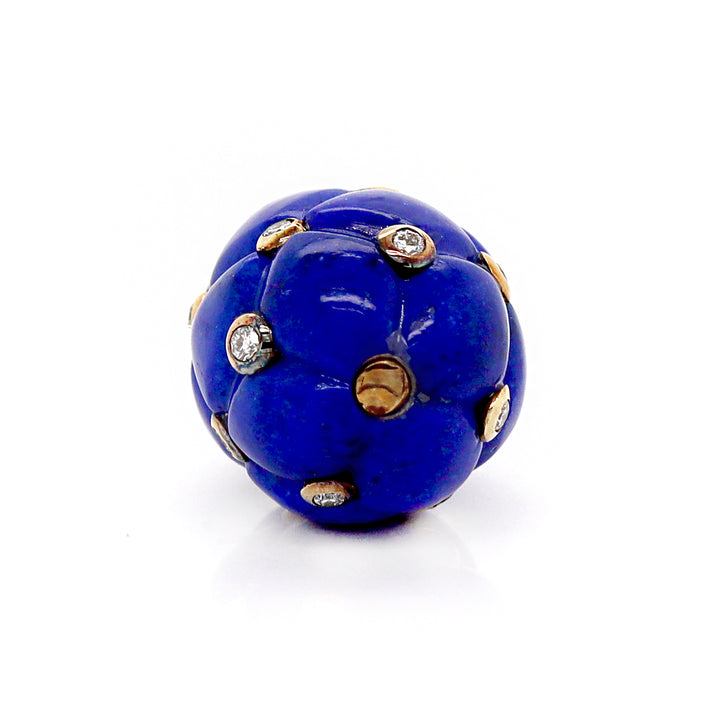 18ct Yellow Gold Lapis Lazuli & Diamond Egg Pendant