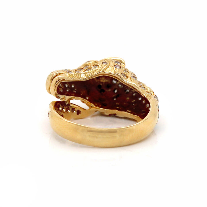 18ct Yellow Gold Diamond Ruby Emerald Horse Ring