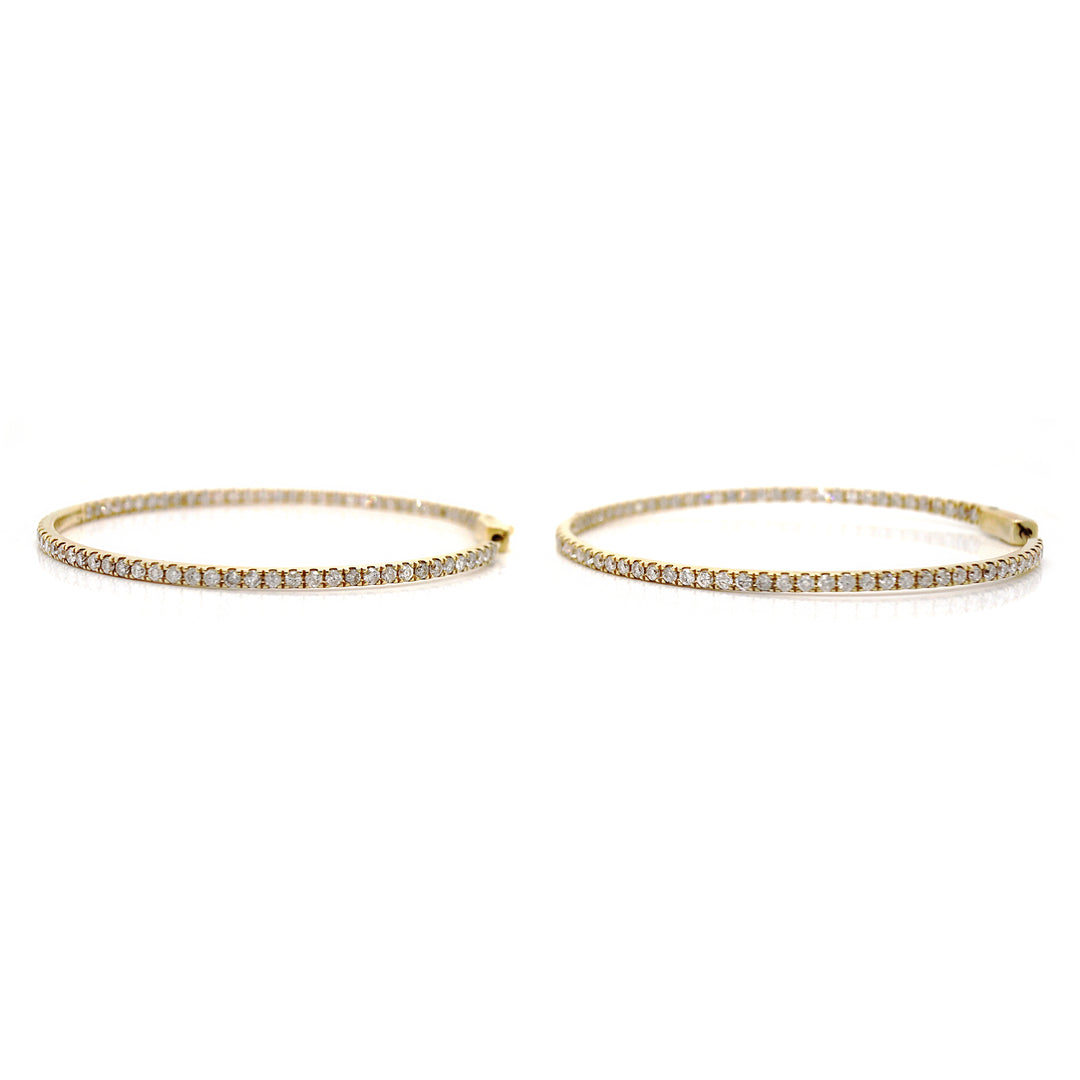 18CT Yellow Gold 3.00CT Diamond Hoop Earrings