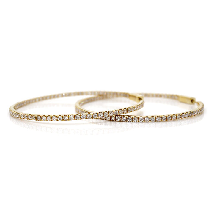 18CT Yellow Gold 3.00CT Diamond Hoop Earrings