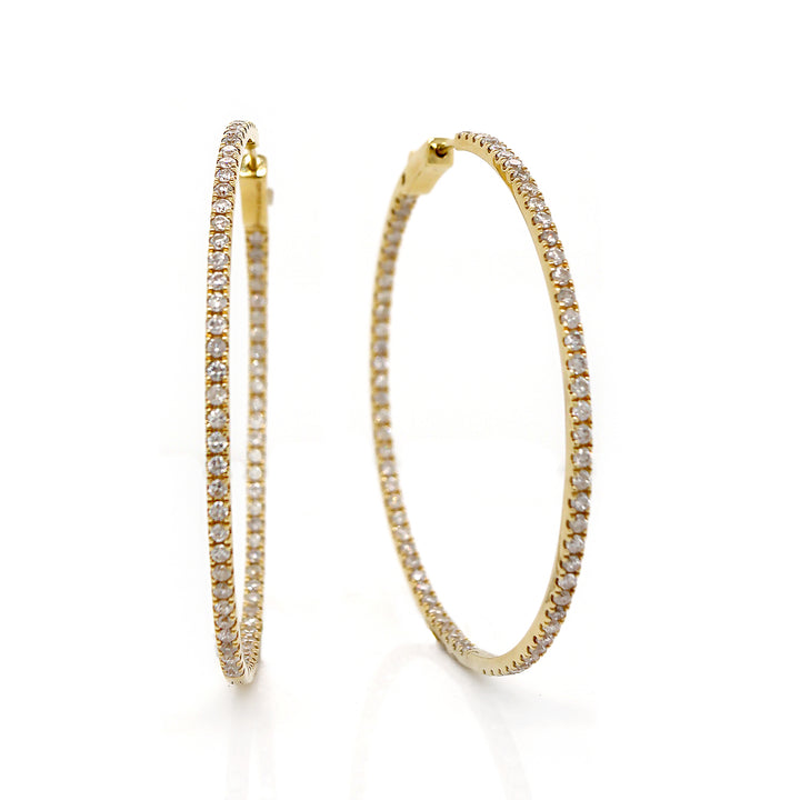 18CT Yellow Gold 3.00CT Diamond Hoop Earrings