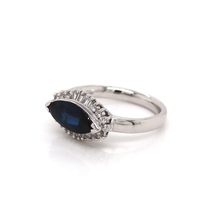 Platinum Pt900 Sapphire & Diamond Ring