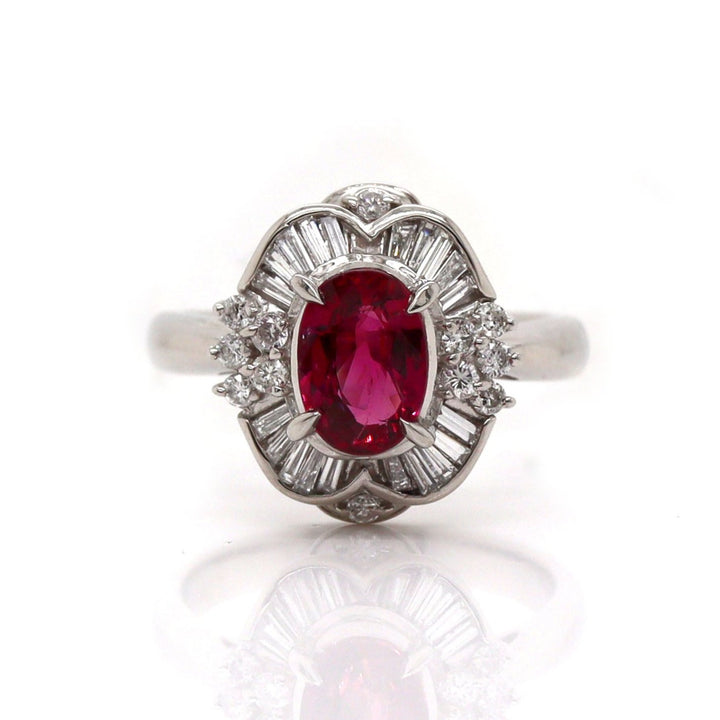 Platinum Pt900 Ruby & Diamond Ring
