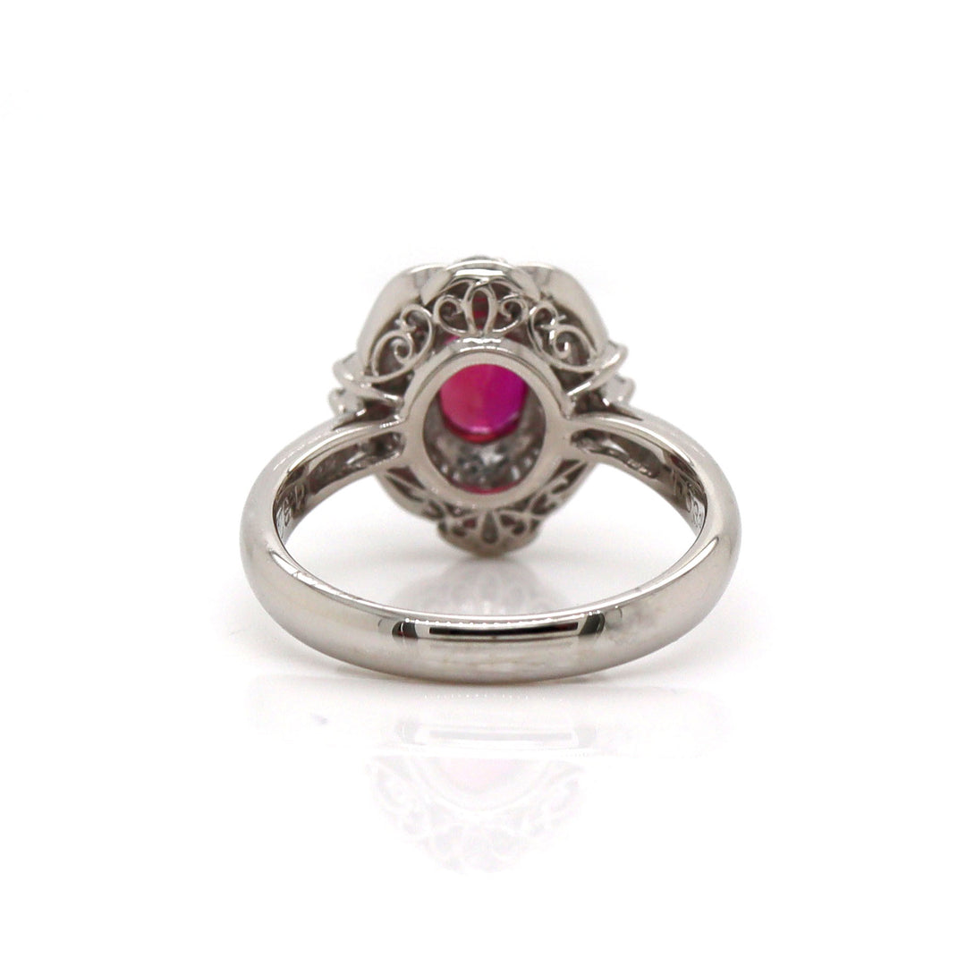 Platinum Pt900 Ruby & Diamond Ring