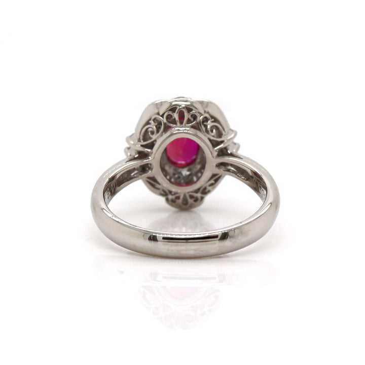 Platinum Pt900 Ruby & Diamond Ring