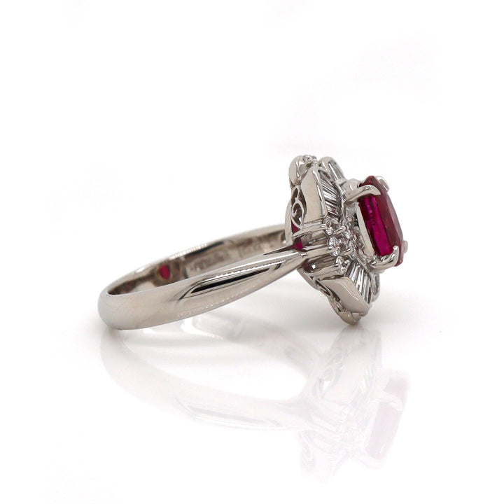 Platinum Pt900 Ruby & Diamond Ring