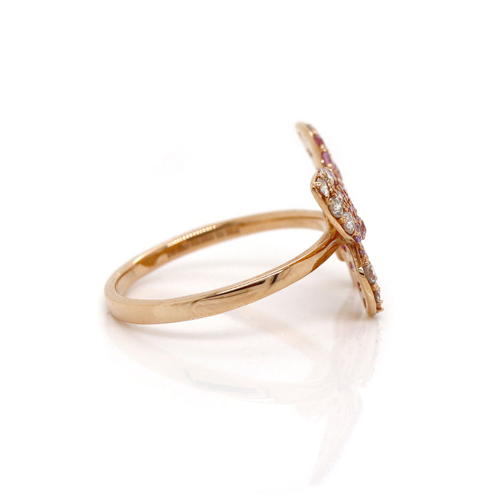 18ct Rose Gold Ruby Sapphire & Diamond Butterfly Ring