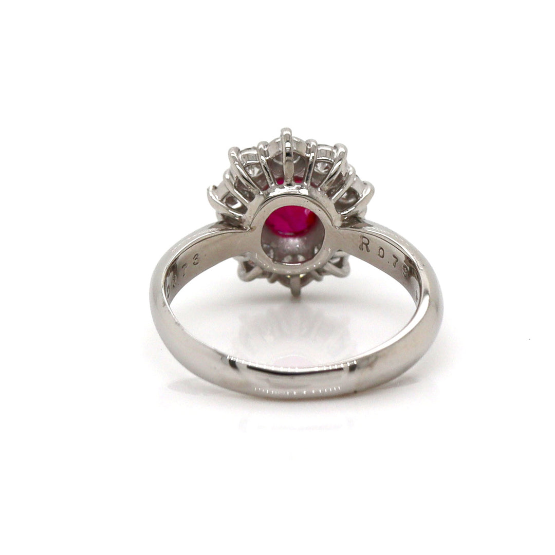 Platinum PT900 Ruby & Diamond Ring