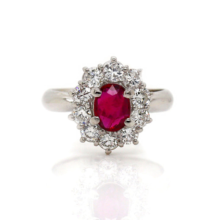 Platinum PT900 Ruby & Diamond Ring
