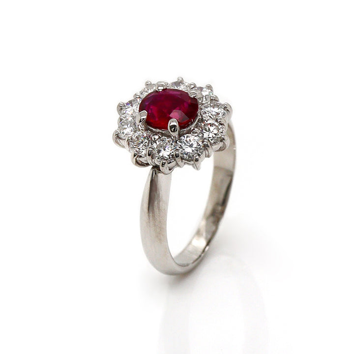 Platinum PT900 Ruby & Diamond Ring
