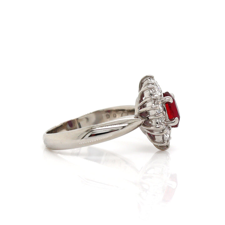 Platinum PT900 Ruby & Diamond Ring
