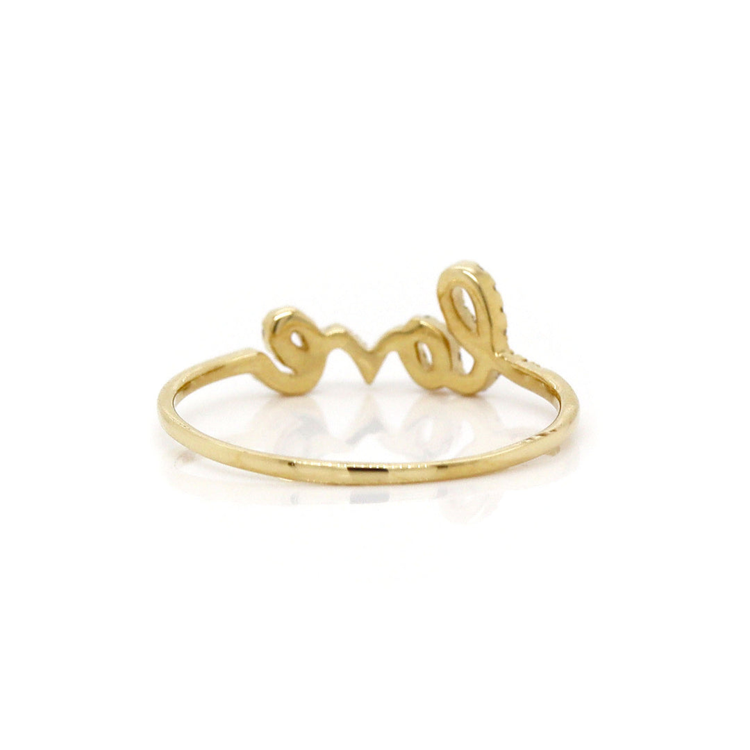 18CT YELLOW GOLD DIAMOND LOVE RING