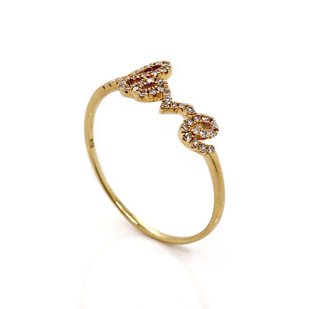 18CT YELLOW GOLD DIAMOND LOVE RING