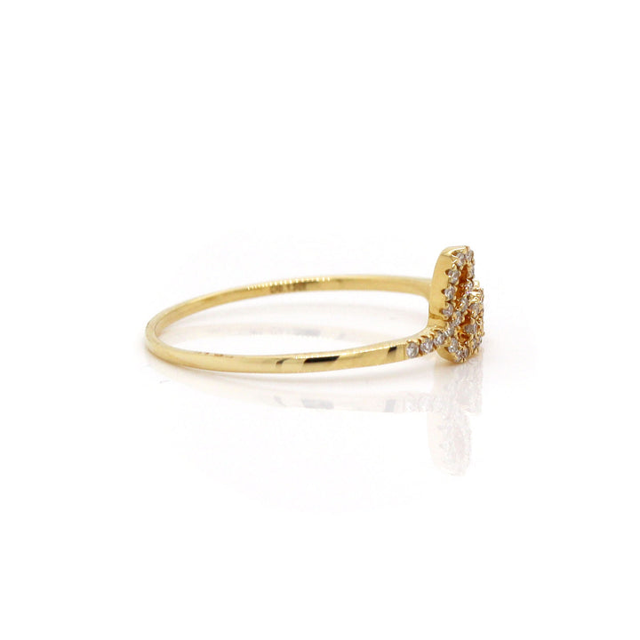18CT YELLOW GOLD DIAMOND LOVE RING