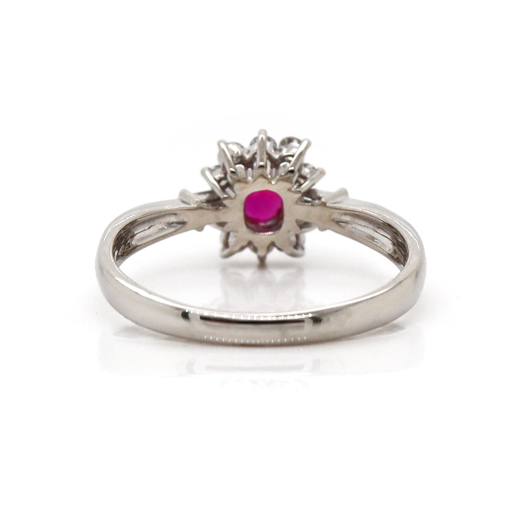 Platinum Pt900 Ruby and Diamond Ring