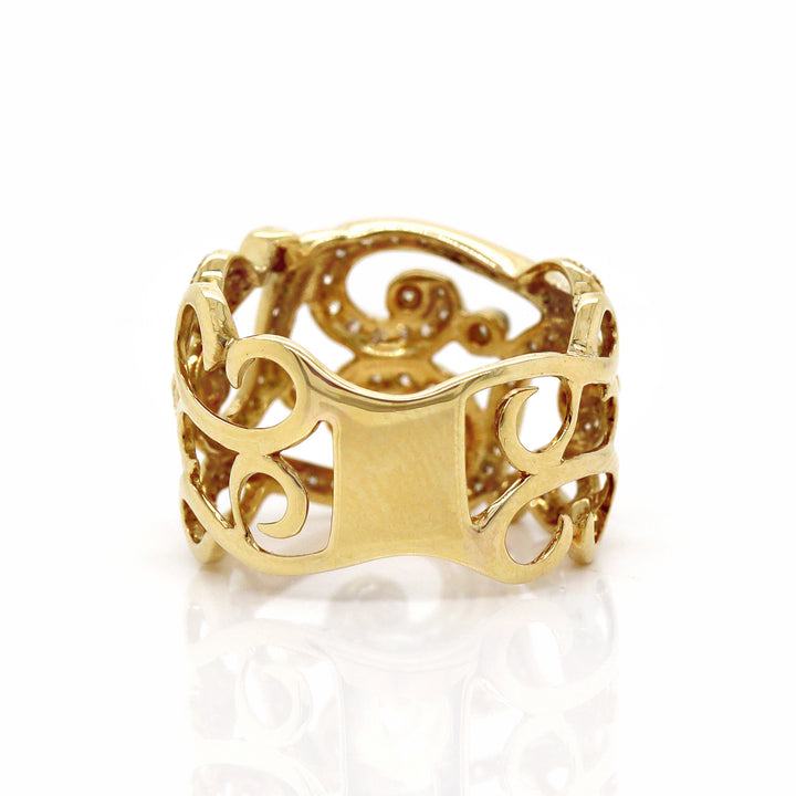 18ct Yellow Gold Diamond Scroll  Ring