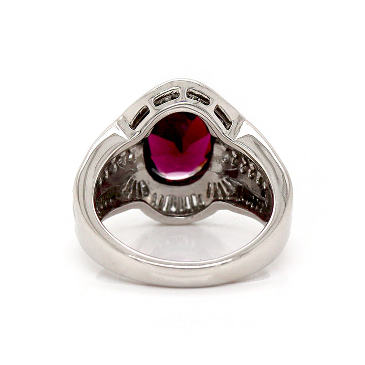 Platinum Pt900 Almandine Garnet & Diamond Ring