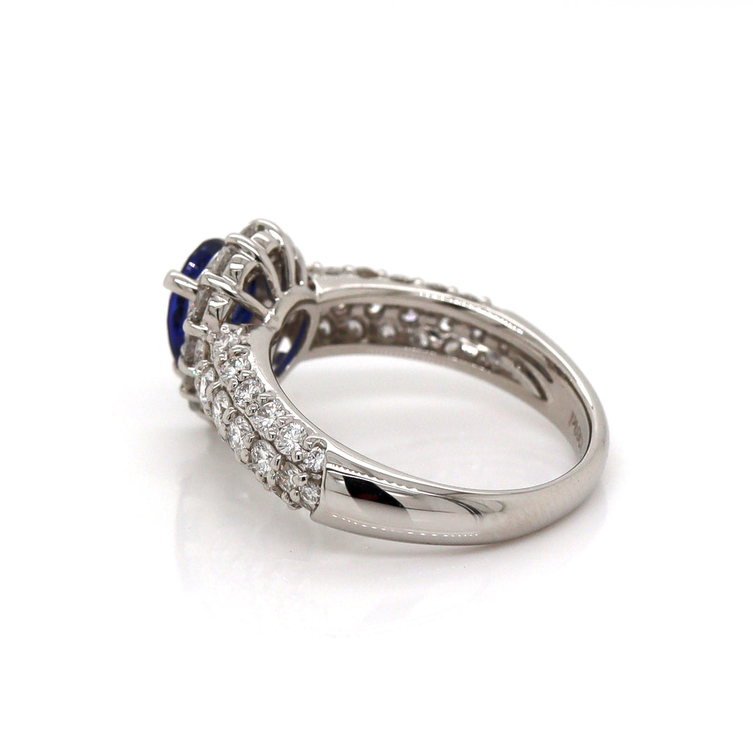 Platinum Pt900 Sapphire and Diamond Ring