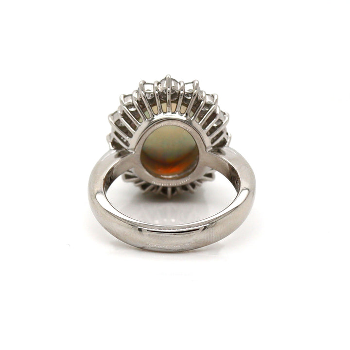 Platinum Pt900 Australian Opal and Diamond Ring