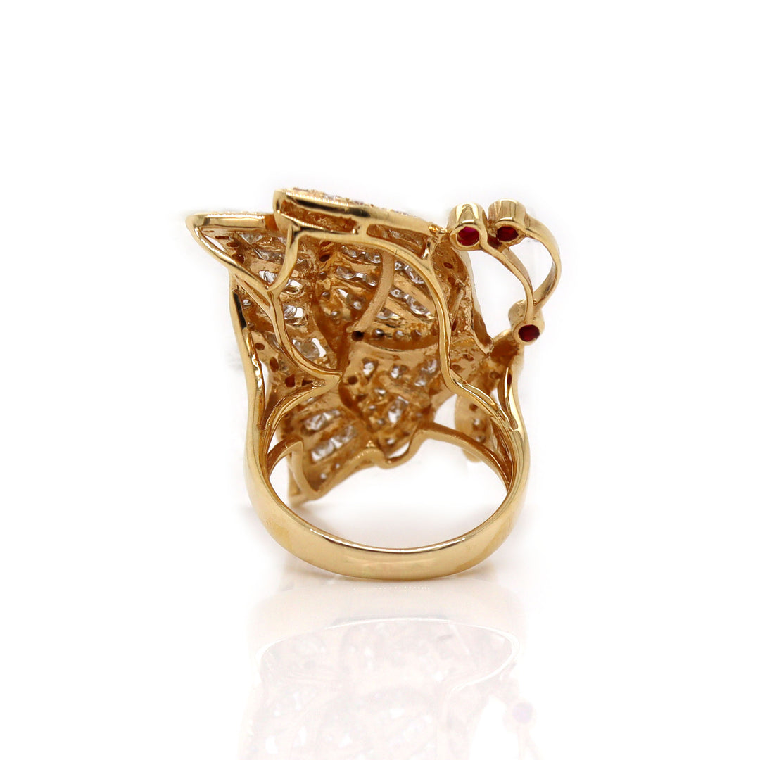18ct Yellow Gold Ruby & Diamond Butterfly Ring