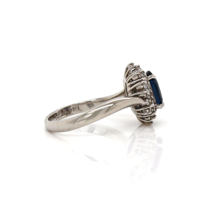 Platinum Pt900 Sapphire and Diamond Ring
