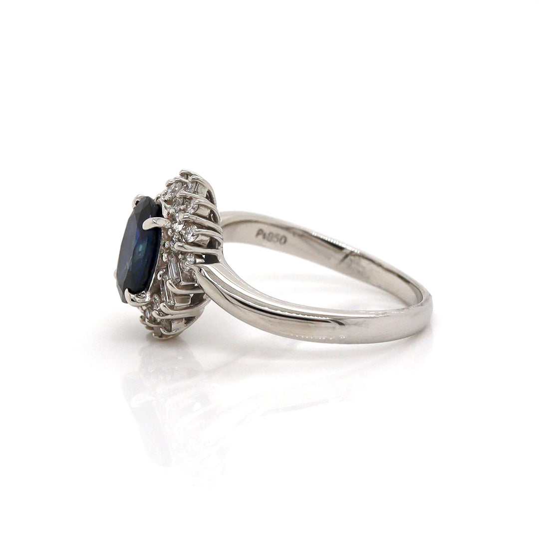 Platinum Pt900 Sapphire and Diamond Ring