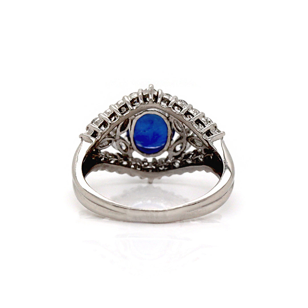 Platinum PT900 Sapphire and Diamond Ring