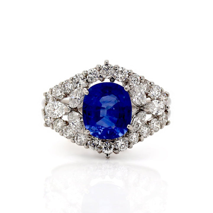 Platinum PT900 Sapphire and Diamond Ring