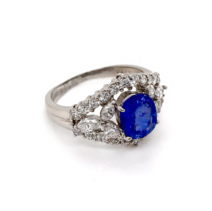 Platinum PT900 Sapphire and Diamond Ring