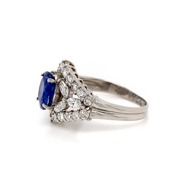 Platinum PT900 Sapphire and Diamond Ring