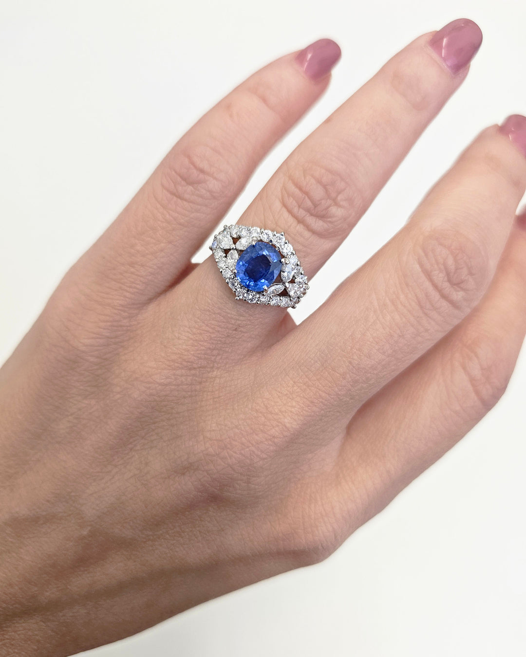 Platinum PT900 Sapphire and Diamond Ring