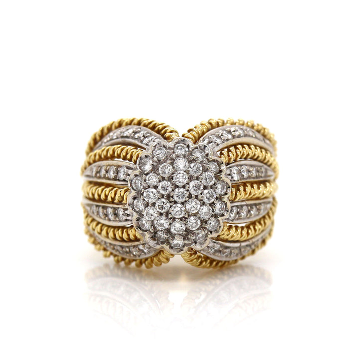 18CT Yellow And White Gold Art Deco Diamond Cocktail Ring