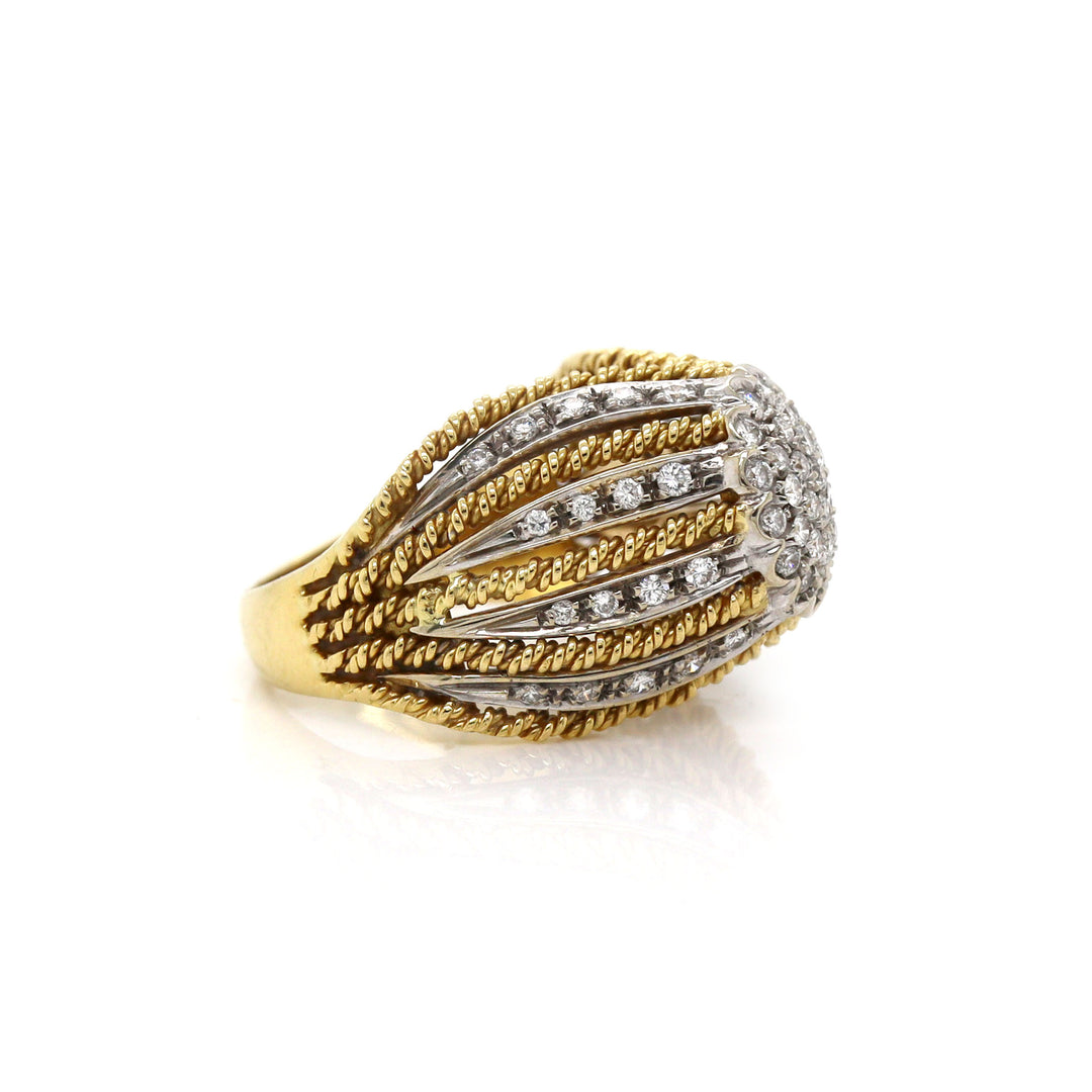 18CT Yellow And White Gold Art Deco Diamond Cocktail Ring