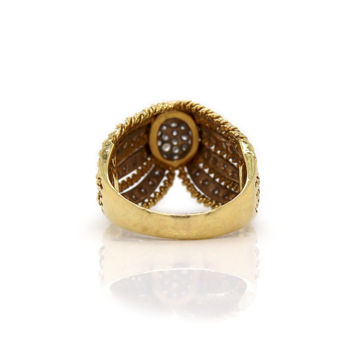 18CT Yellow And White Gold Art Deco Diamond Cocktail Ring