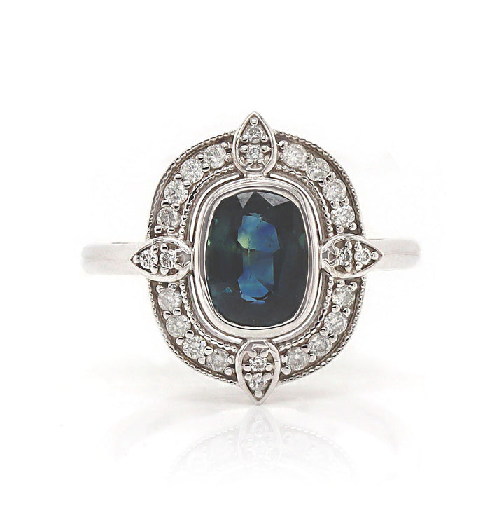 14CT White Gold Sapphire & Diamond Ring
