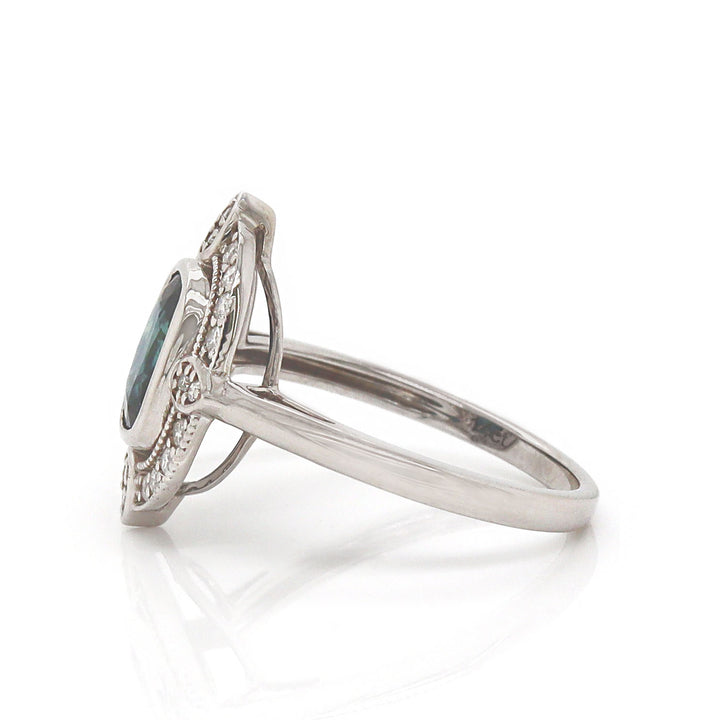 14CT White Gold Sapphire & Diamond Ring