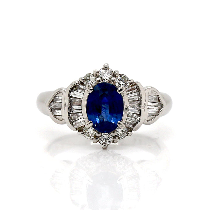 Platinum Sapphire And Diamond Dress Ring
