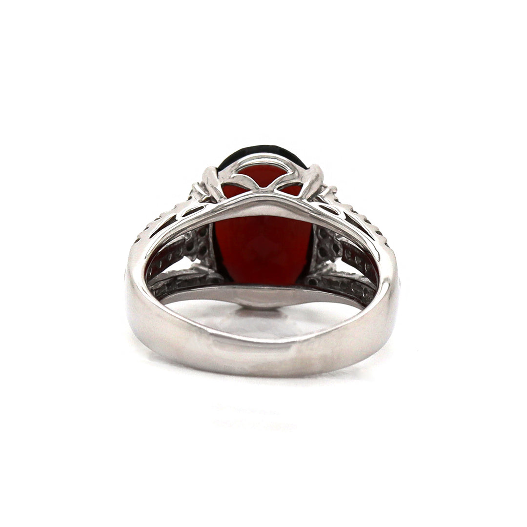18CT White Gold Garnet And Diamond Cocktail Ring